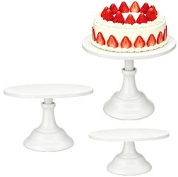 NIANDAIXIU 3-Piece Metal Cake Stand Set (8"/10"/12", White)