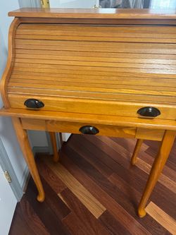 Wooden Roll Top Desk with Drawers