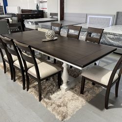 Large Dining Set 8 Chairs 