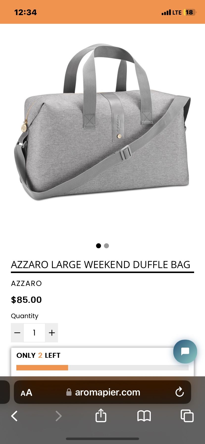 AZZARO LARGE WEEKEND DUFFLE BAG for Sale in Lincoln Acres CA