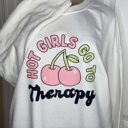 “Hot Girls Therapy” White Crewneck Sweatshirt