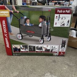 Radio Flyer Compass Kid & Cargo Stroll 'N Wagon®, Gray Push and Pull Folding Fabric Wagon, for Kids 1 Year and up