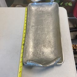 17 Inch By 8 Inch Silver Tray With Antlers Handles