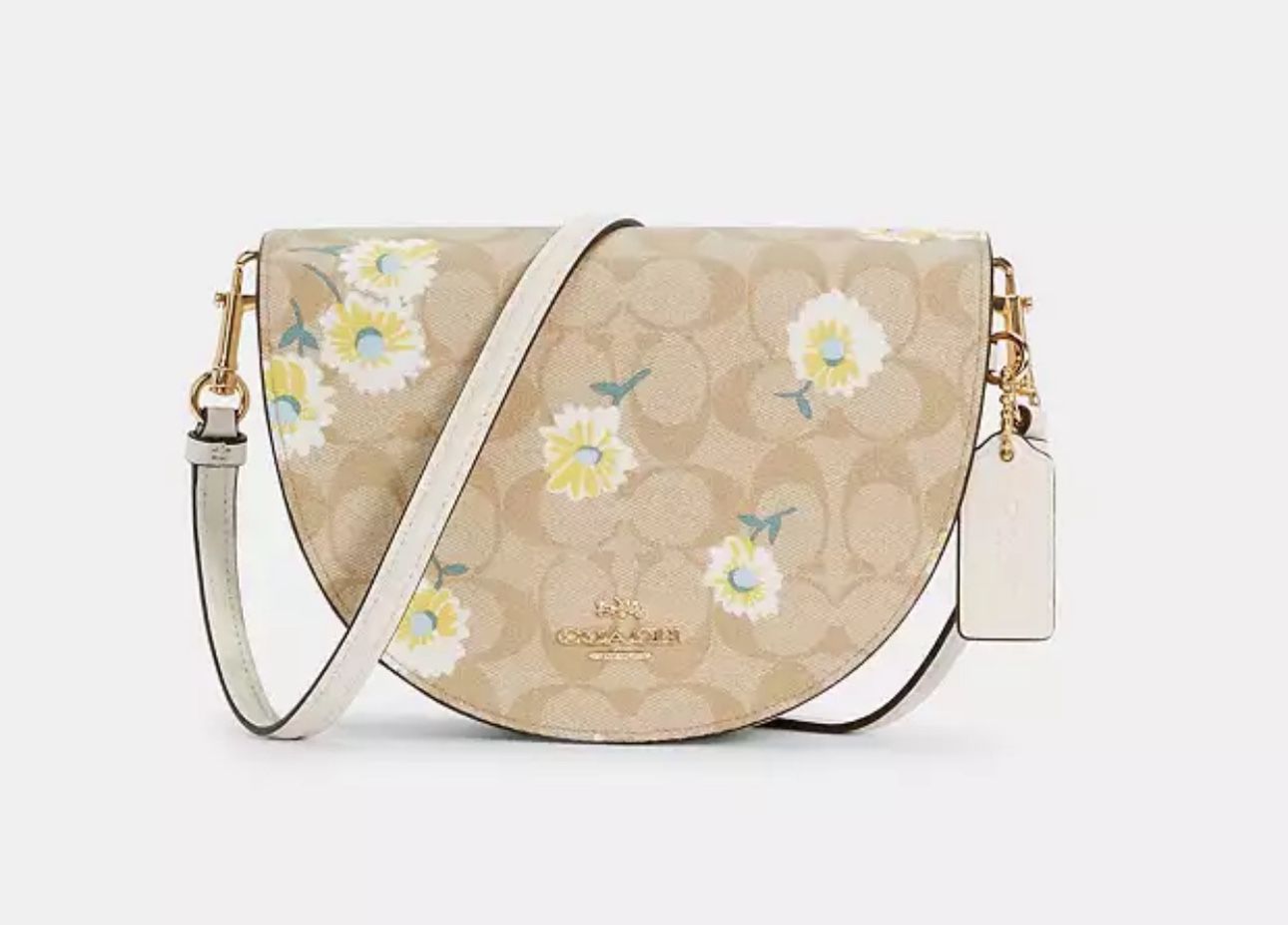 Coach Ellen Signature Canvas With Daisy Print Crossbody Bag