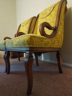 2 Mahogany solid wood vtg Victorian arm chairs