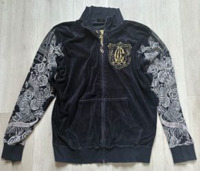 Y2K Christian Audigier Velour Track Jacket XL