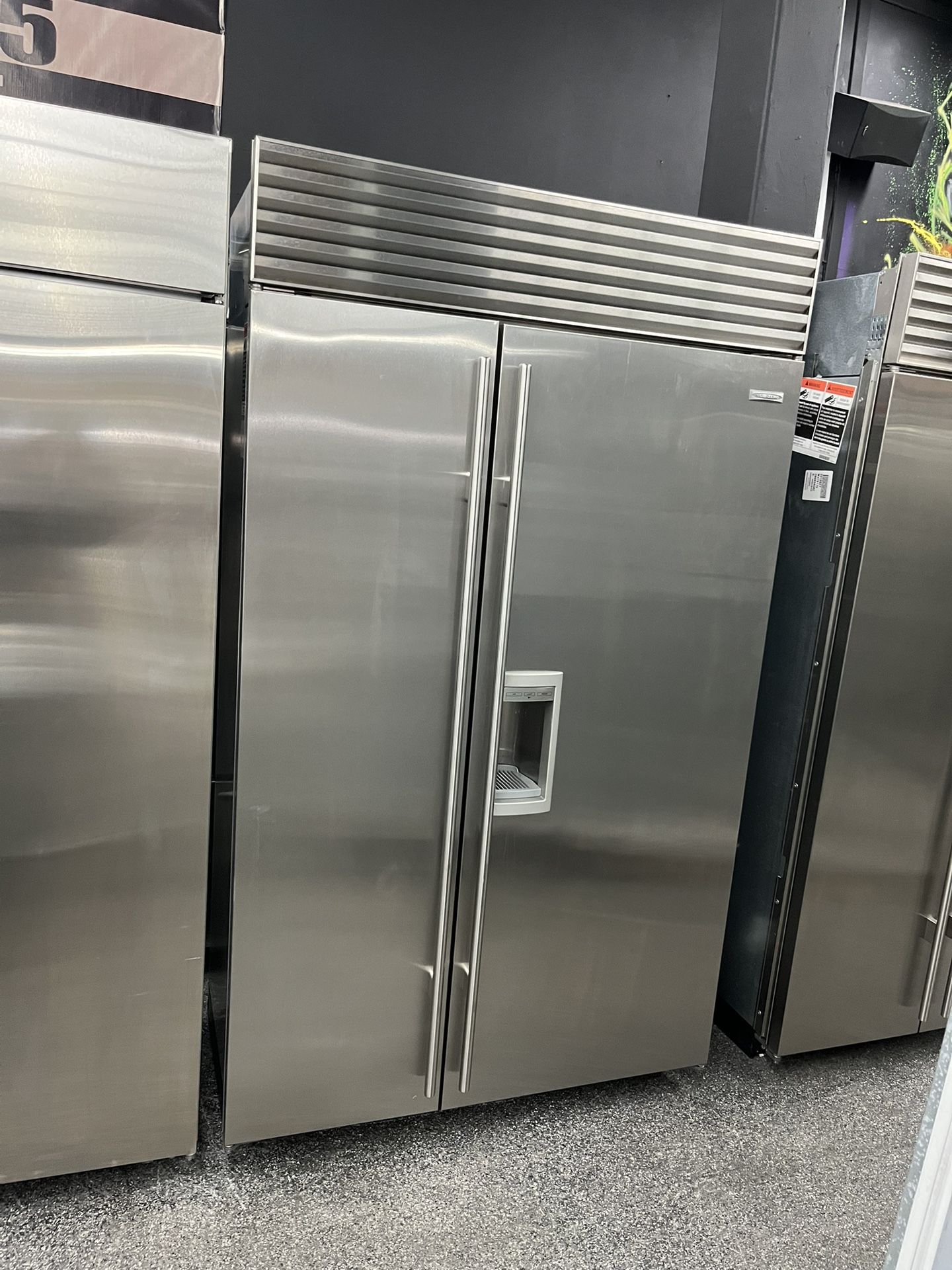 Sub Zero Built In 48” Fridge Side By Side Stainless Steel Ice & Water