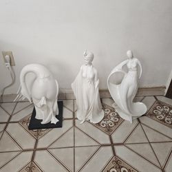 3 Large Made In Italy Porcelain Figurines 