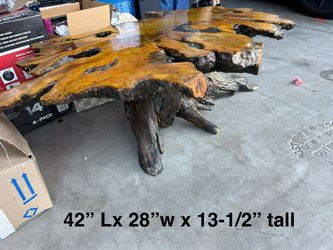 Live Edge Wood Slab Coffee Table with Root Base