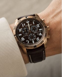 Citizen Eco-Drive Perpetual Calendar Chronograph — Rose Gold / Chocolate Dial