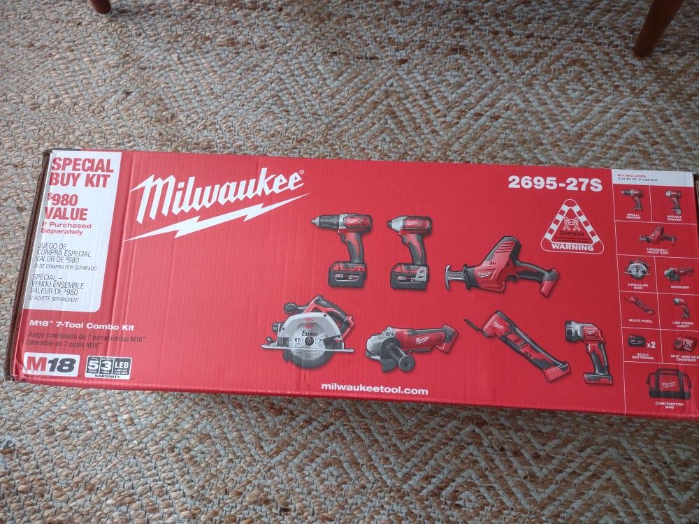 Milwaukee 2695-27S M18 Cordless Combo Tool Kit (7-Tool) NEW