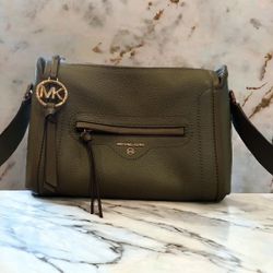 Michael Michael Kors Carine Leather Small Crossbody Bag Luggage Green