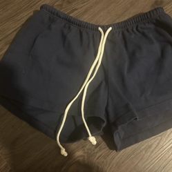 Brandy Melville Navy Blue Cotton Drawstring Shorts