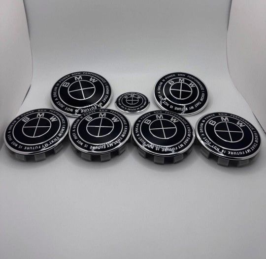 Black Bmw Center Caps Kith Edition Emblem 56mm With Hood 82mm