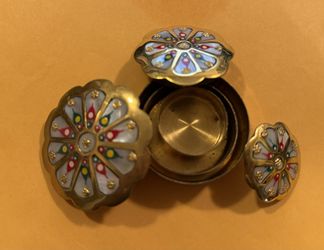 Set of 3 Decorative Metal Floral Small Boxes – Brand New