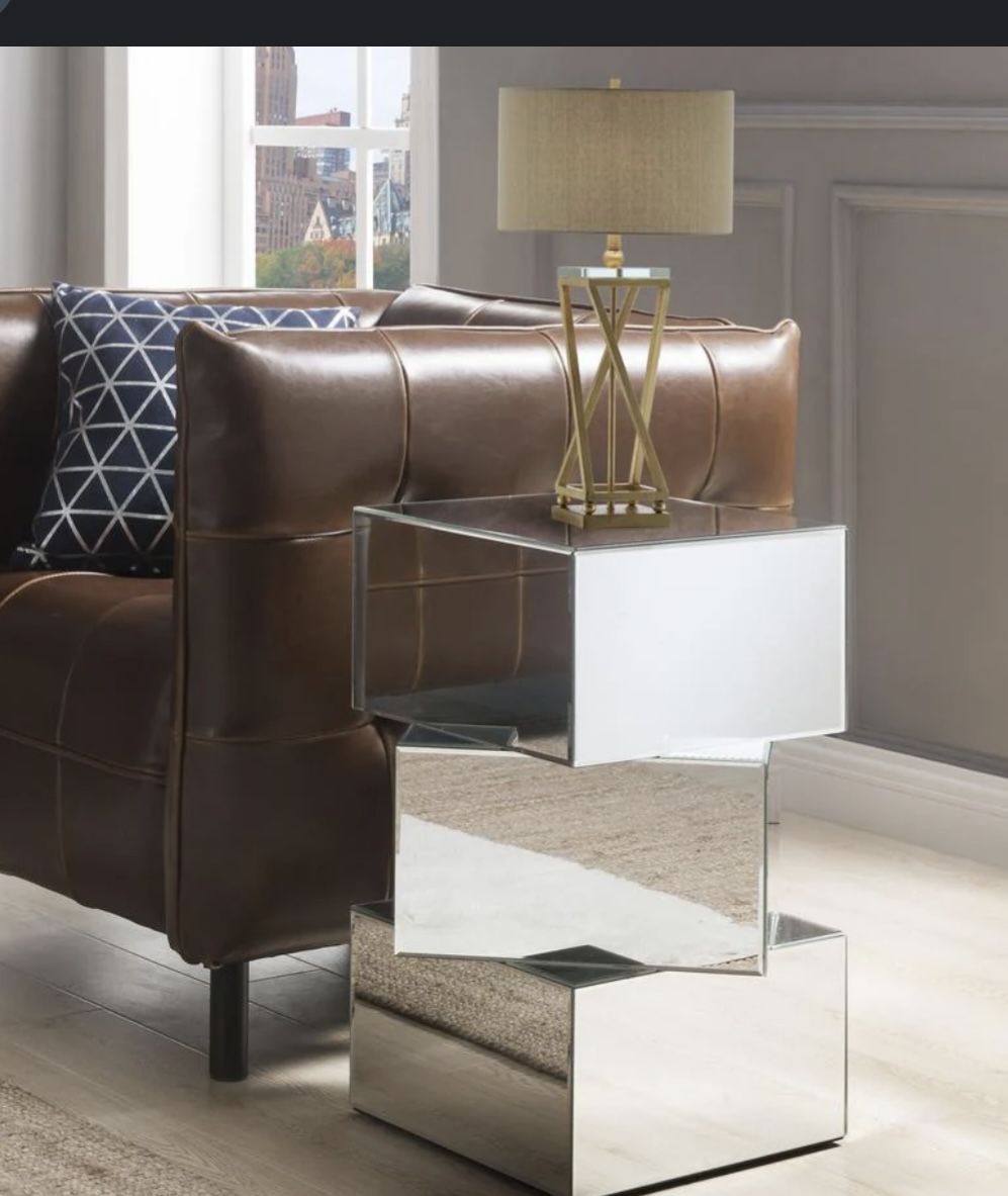 Mirrored End Table