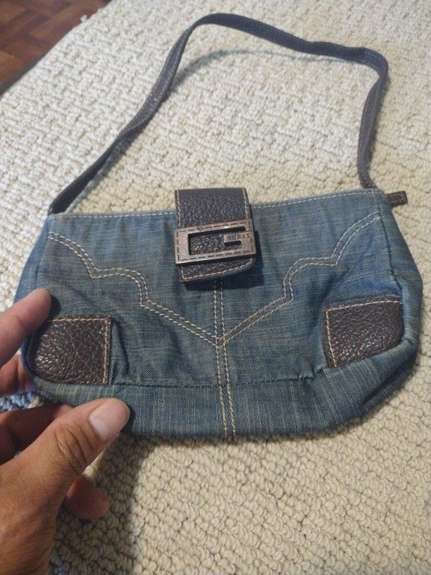 Vintage Guess Bag Denim And Leather