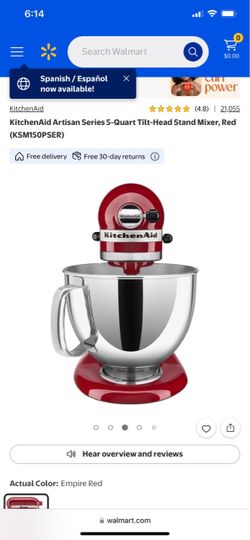 KitchenAid Artisan Series 5-Quart Tilt-Head Stand Mixer, Red