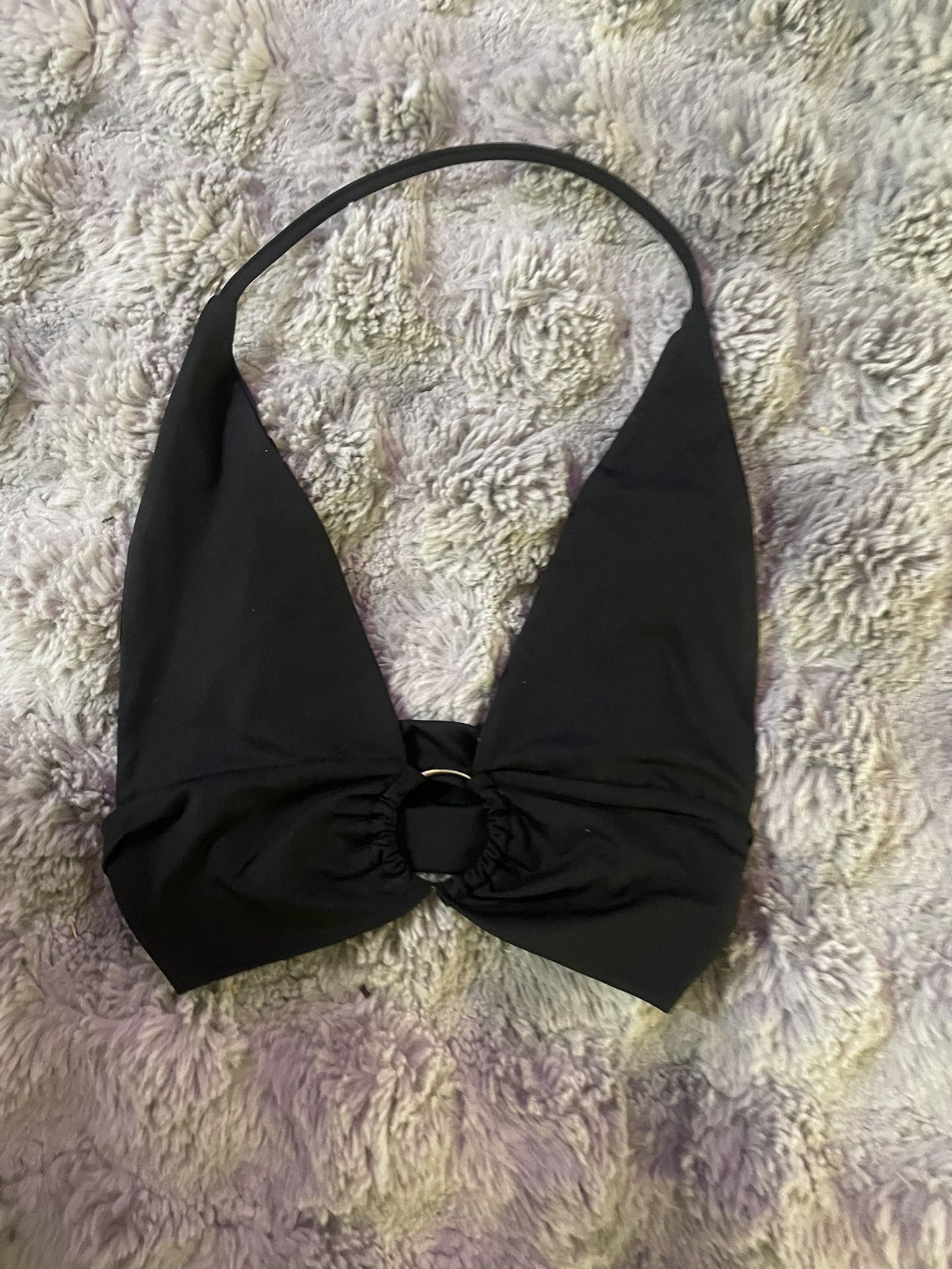 Black Halter Y2K Crop Top 