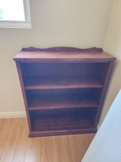 Solid Wood Bookcase — 3 Shelf, Cherry Finish