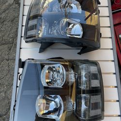 2007 - 2013 Chevy Silverado Black Housing Headlights Luces Farros Micas