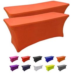 Two 4ft Orange SEPARO Spandex Table Cover