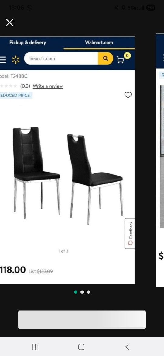 DINING CHAIRS Computer Desk Chair Accent Chair SET OF 2, BEST MASTER FURNITURE CRYSTAL , BLACK28th