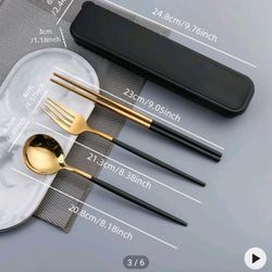 12 Cutlery Three-piece Stainless Steel Portable Spoon Fork Chopsticks Set