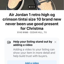 air jordan 1 retro high og titsi size 10