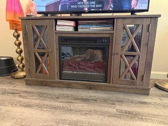 Farmhouse TV stand with built-in fireplace Farmhouse TV stand with built-in fireplace