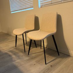 Dining Chairs, Modern PU Leather Dining Room Chair with Sturdy Metal Legs, Upholstered Seat Dinner Chairs Accent Side Chairs for Indoor Kitchen Living