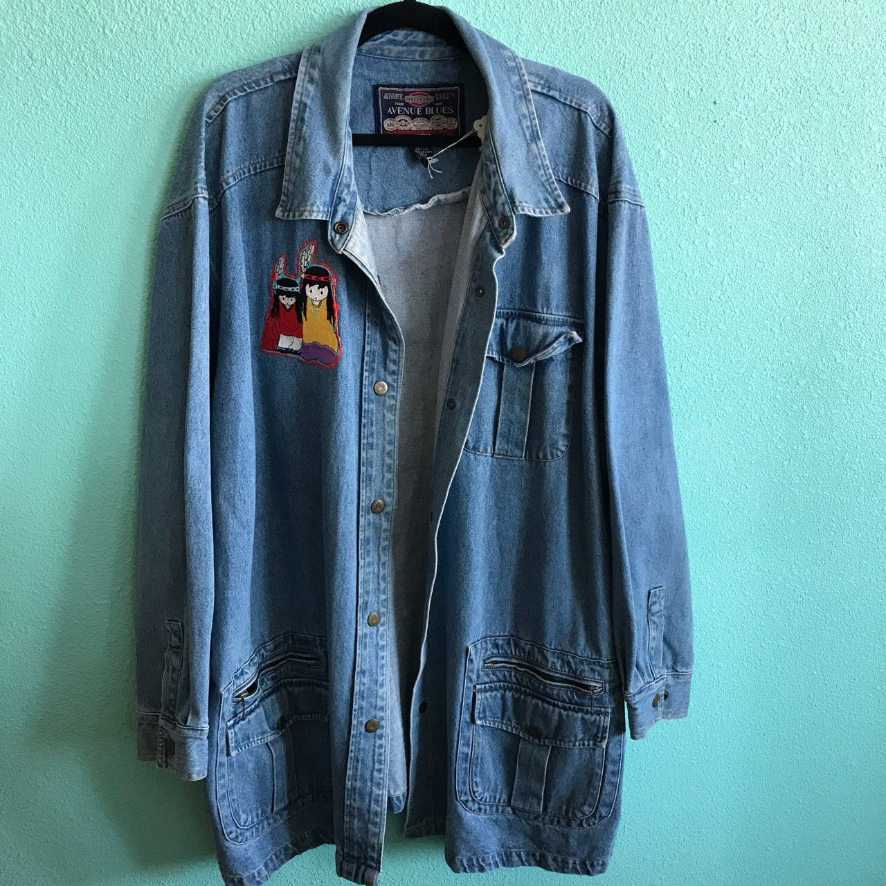 Denim Long Jacket, Size 26/28