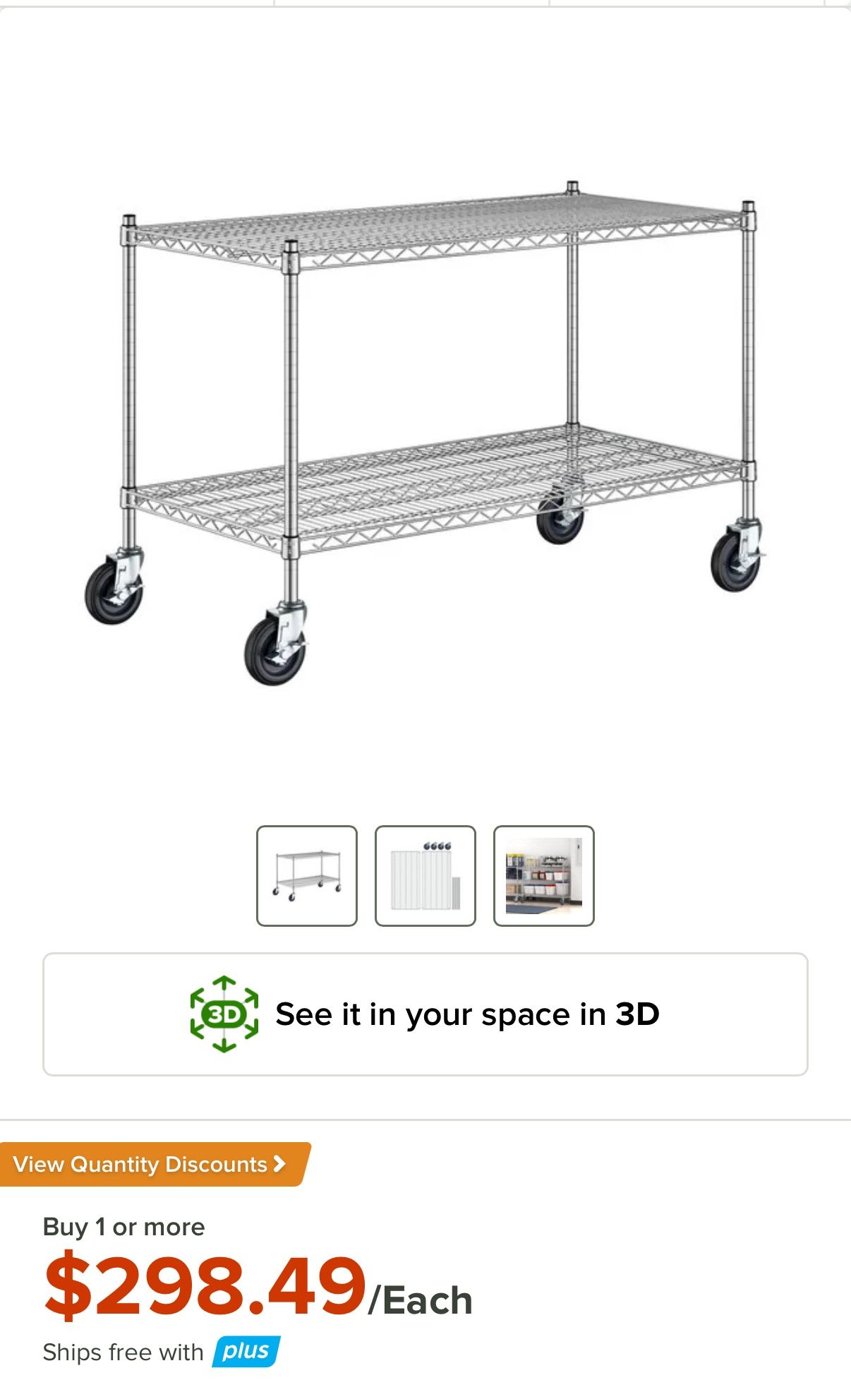 Commercial Grade 2 Tier Wire Shelves With Wheels