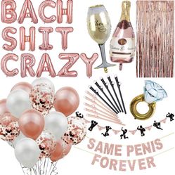 Swept Rose Gold Bachelorette Party Decorations Naughty, Bridal Shower Kit, Same Penish Forever Decorations, Rose Gold Curtains, Pennis Straws Pack, Ba