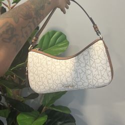 Calvin Klein White & Tan Handbag