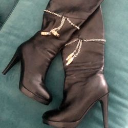 Gucci Bamboo Black Leather Boots Size 36