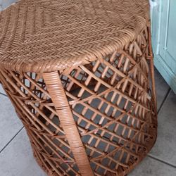 Vintage Boho Coastel Woven Wicker Table 
