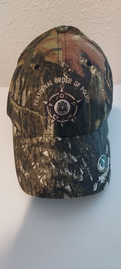 Vintage Fraternal Order of Police Camouflage Mossy Oak Mens Adjustable Hat Cap