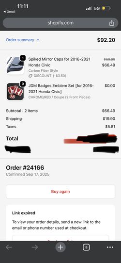 16-21 Honda Civic Side View Mirror Caps