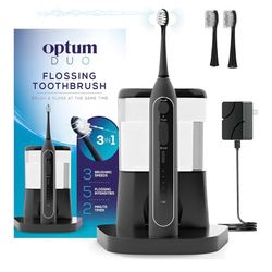 Optum Duo Rechargable Electric Toothbrush with Water Flosser (Black)