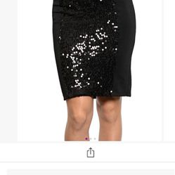 Black Sequence Pencil Skirt