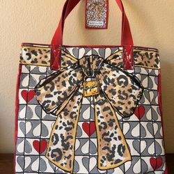 👜 NEW Brighton Wild Love Large Canvas Tote Ltd 2025 Cheetah Cat Bag Bow Red CUTE!