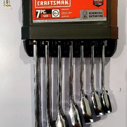 7pc Craftsmen Wrench Set With Reverse Ratching SAE 