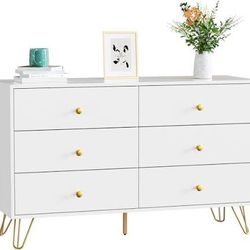 6 Drawer Dresser Double Dresser Storage Cabinet  for Living Room