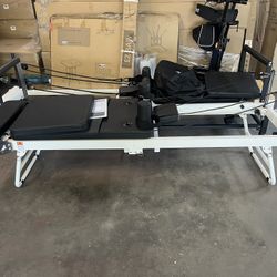 Pilates Reformer, 75" Foldable Reformer Pilates Machine Equipment for Home Use and Gym Workout Up to 400LBS with Dual Resistance- Springs and Cords an