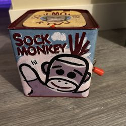Sock Monkey Tin Jack in the Box