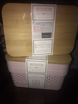 Plastic Storage Bins With Bamboo Lids