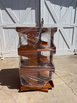 Spinning vinyl record tower