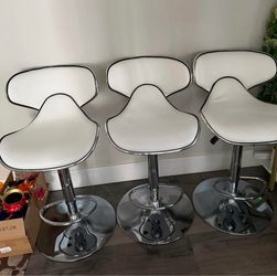 PU Leather Adjustable Swivel Bar Stools White (All 3)