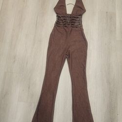 Very Cute Mocha Lace/mesh Jumpsuit